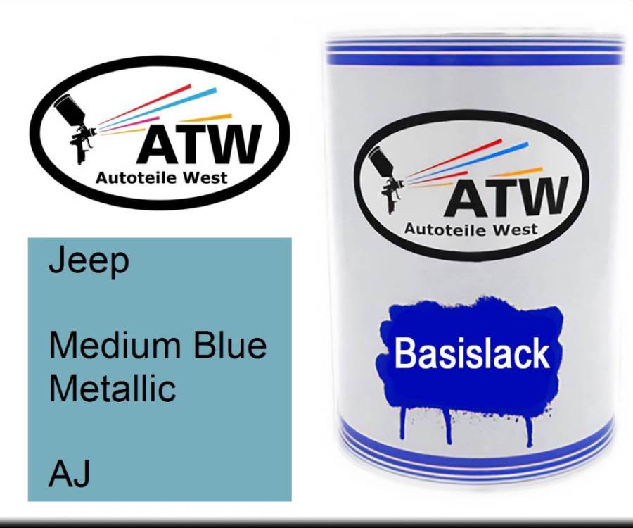 Jeep, Medium Blue Metallic, AJ: 500ml Lackdose, von ATW Autoteile West.